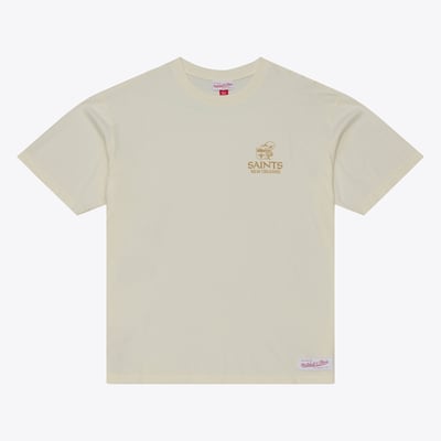 New Orleans Saints Mitchell & Ness Core Essentials Micro Logo T-Shirt - Cream