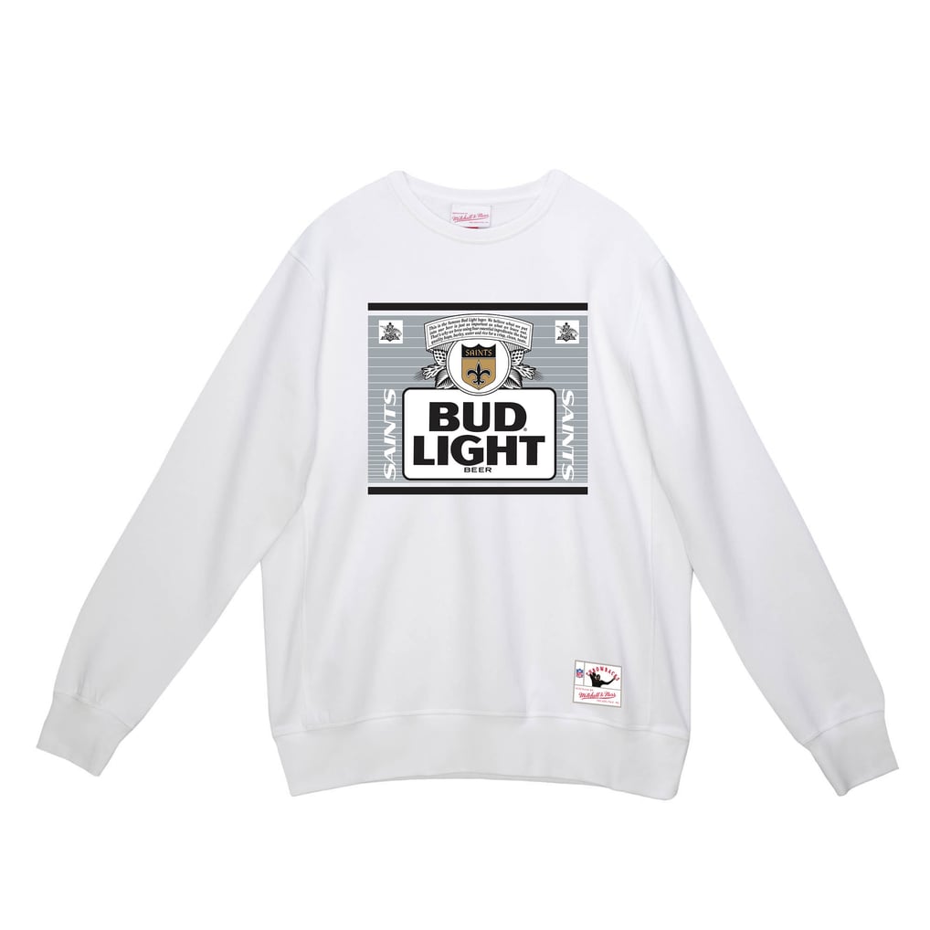 New Orleans Saints Mitchell & Ness x Bud Light The Crest Pullover Sweatshirt - White
