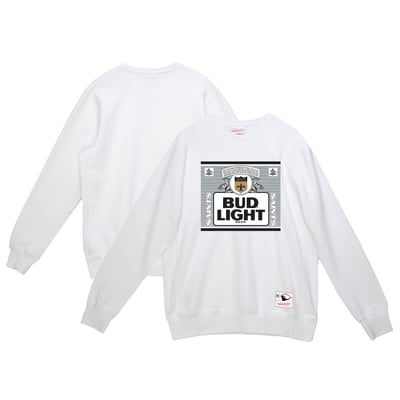 New Orleans Saints Mitchell & Ness x Bud Light The Crest Pullover Sweatshirt - White
