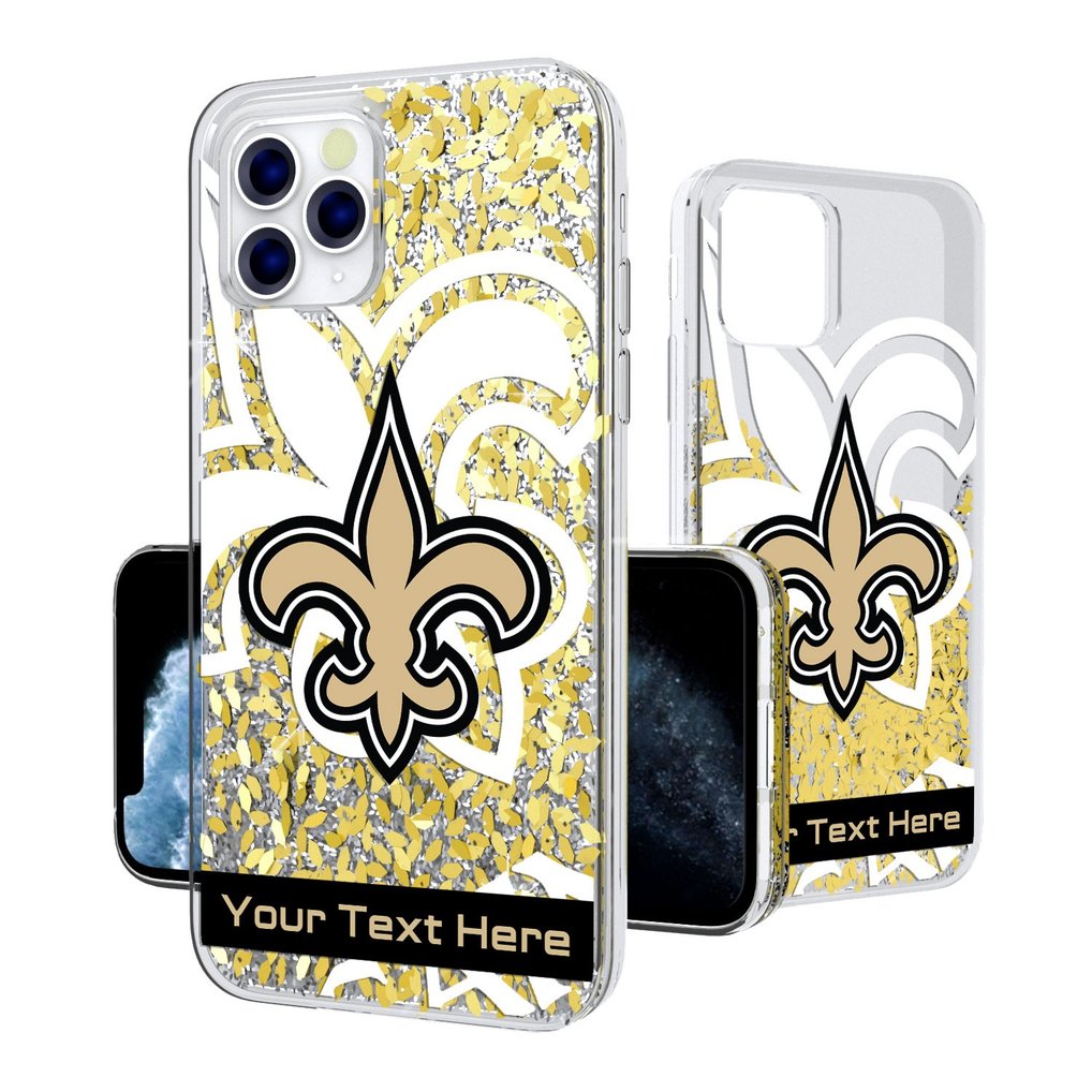 New Orleans Saints Personalized Tilt Design iPhone Glitter Phone Case