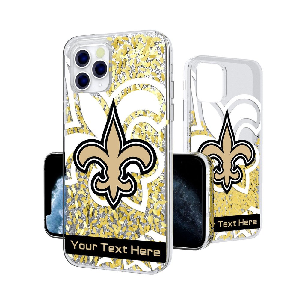 New Orleans Saints Personalized Tilt Design iPhone Glitter Phone Case