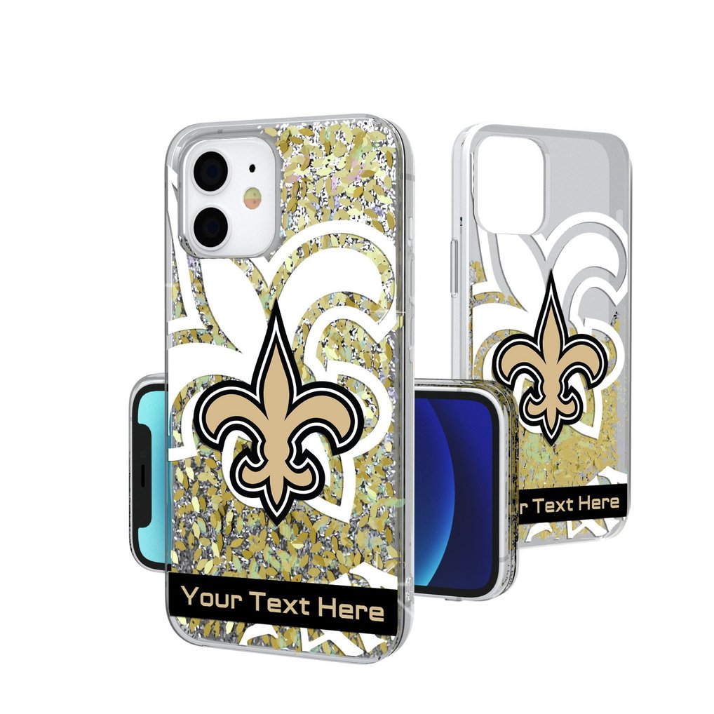 New Orleans Saints Personalized Tilt Design iPhone Glitter Phone Case