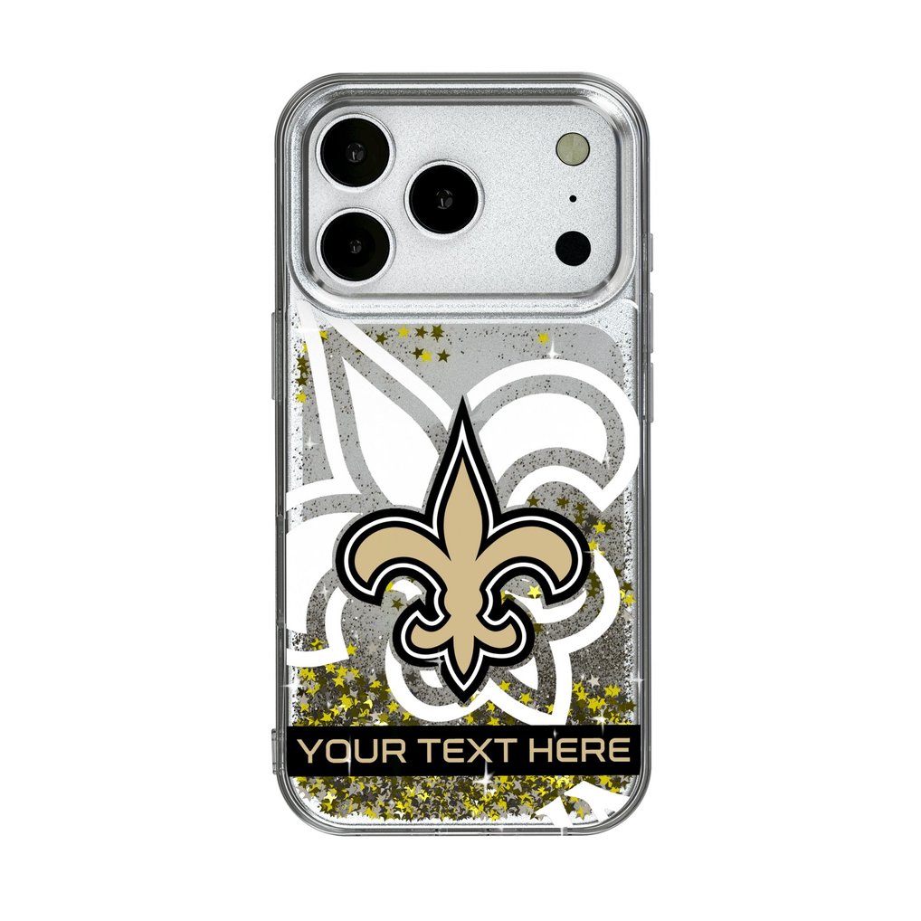New Orleans Saints Personalized Tilt Design iPhone Glitter Phone Case