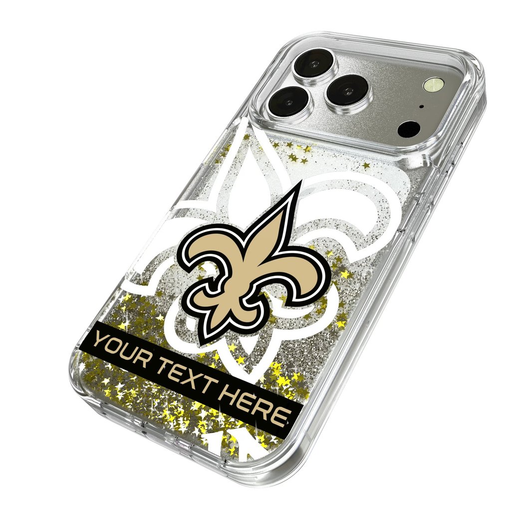 New Orleans Saints Personalized Tilt Design iPhone Glitter Phone Case