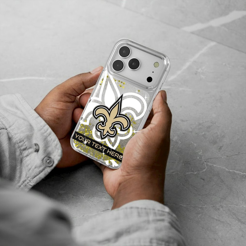 New Orleans Saints Personalized Tilt Design iPhone Glitter Phone Case