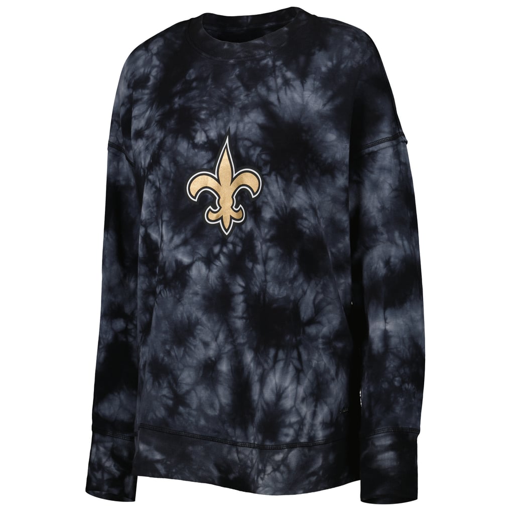 New Orleans Saints MSX by Michael Strahan Women's Bailey Tie-Dye Tri-Blend Pullover Sweatshirt - Black