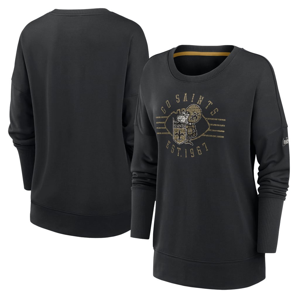 New Orleans Saints Nike Women's Rewind Playback Icon Performance Pullover Sweatshirt - Black
