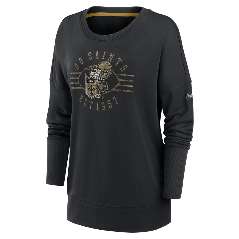 New Orleans Saints Nike Women's Rewind Playback Icon Performance Pullover Sweatshirt - Black