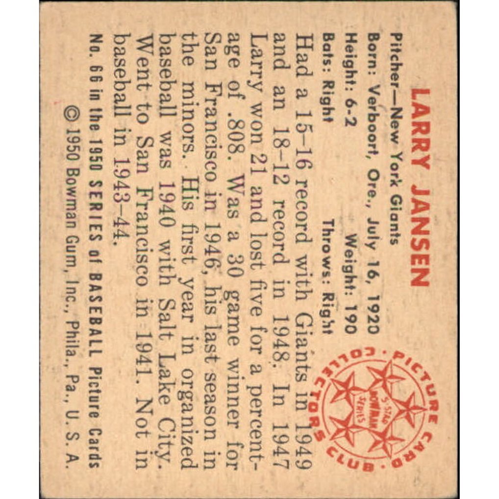1950 Bowman #66 Larry Jansen