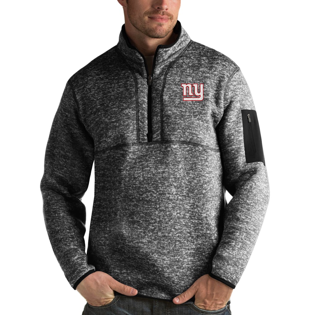 New York Giants Antigua Fortune Quarter-Zip Pullover Jacket - Heather Black