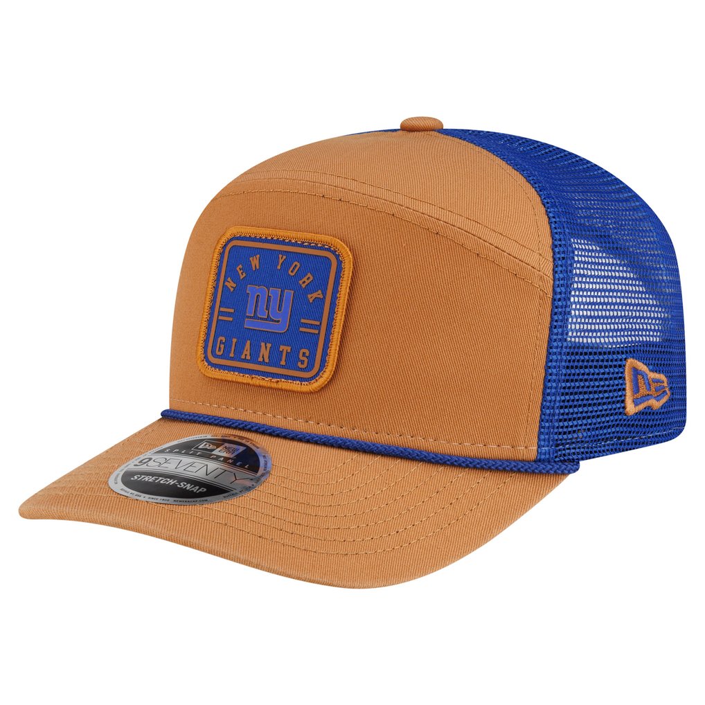  New York Giants New Era Team Patch Split Panel 9SEVENTY Adjustable Trucker Hat - Brown/Royal