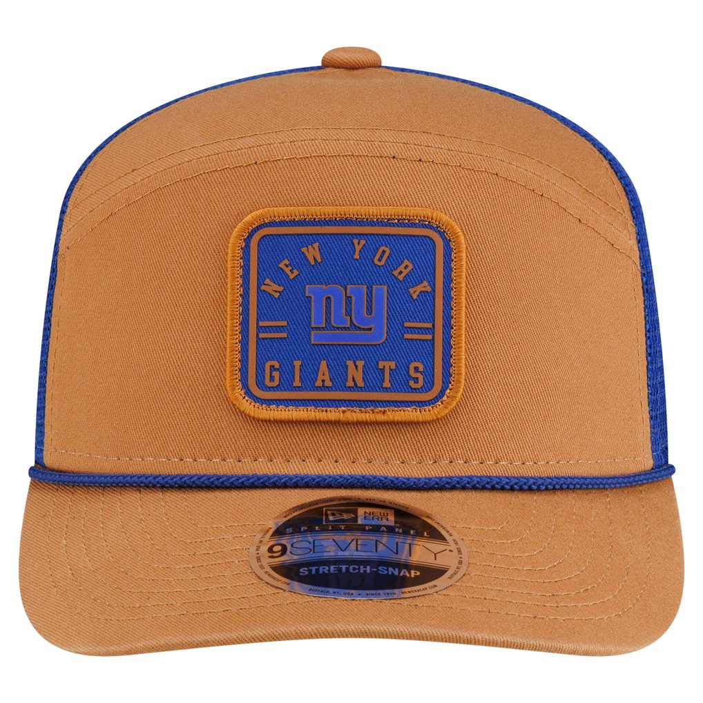  New York Giants New Era Team Patch Split Panel 9SEVENTY Adjustable Trucker Hat - Brown/Royal