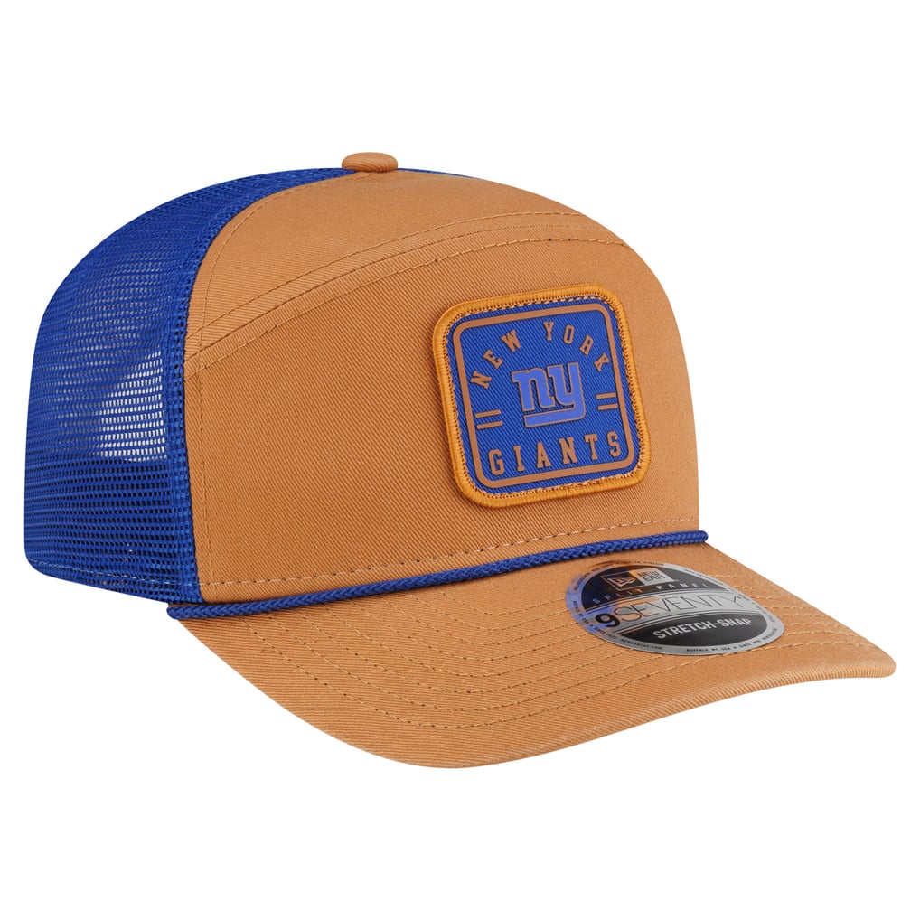 New York Giants New Era Team Patch Split Panel 9SEVENTY Adjustable Trucker Hat - Brown/Royal