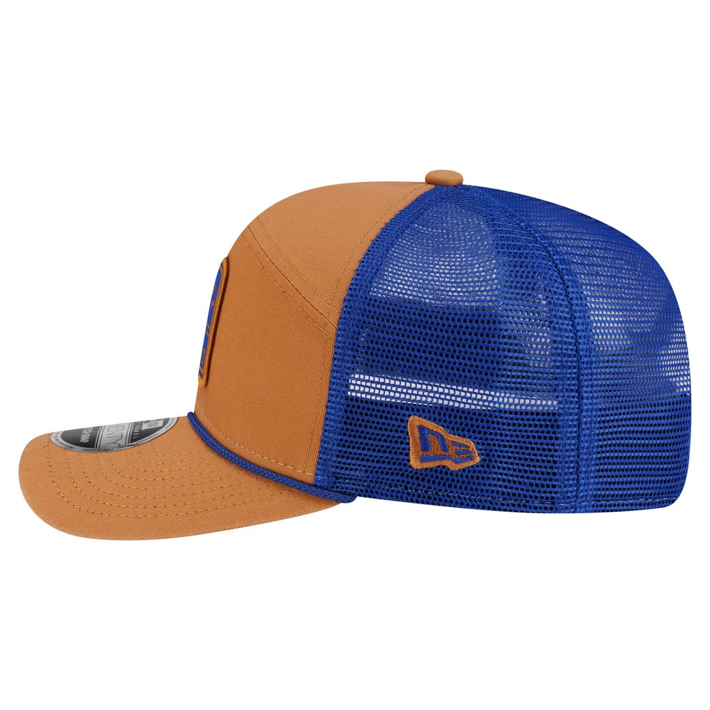  New York Giants New Era Team Patch Split Panel 9SEVENTY Adjustable Trucker Hat - Brown/Royal