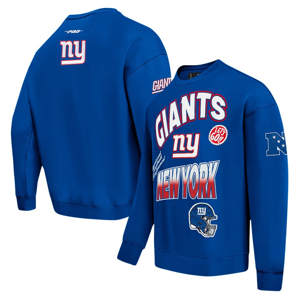 New York Giants Pro Standard Turn It Up Drop Shoulder Pullover Sweatshirt - Royal