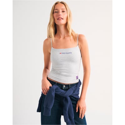 New York Giants Abercrombie & Fitch Women's Bra-Free Seamless Fabric 90s Cami Top - Heather Gray