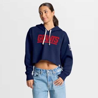 New York Giants Fanatics Women's Oversized Heritage Cropped Hoodie - Navy