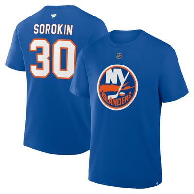 Ilya Sorokin New York Islanders Fanatics Authentic Stack Name & Number T-Shirt - Royal