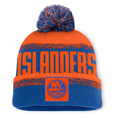 New York Islanders Fanatics Fundamentals Thrive Cuffed Knit Hat with Pom - Royal/Orange