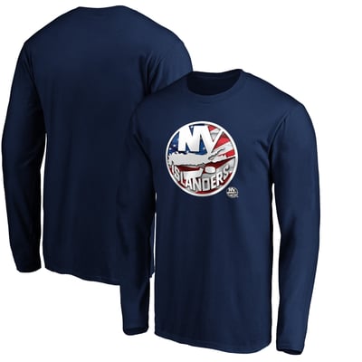 New York Islanders Banner Wave Logo Long Sleeve T-Shirt - Navy