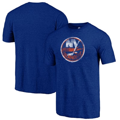 New York Islanders Distressed Logo Tri-Blend T-Shirt - Royal