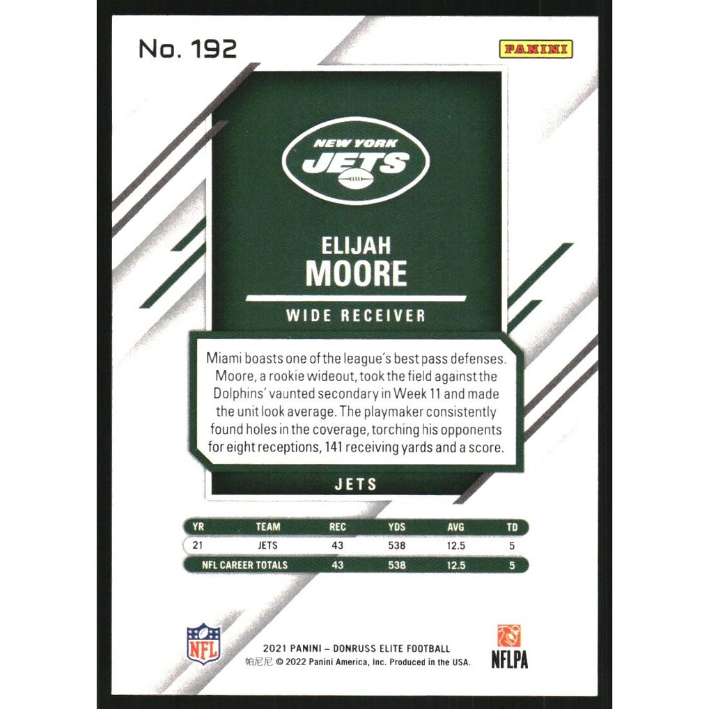 2021 Panini Chronicles Elite Update Orange #192 Elijah Moore