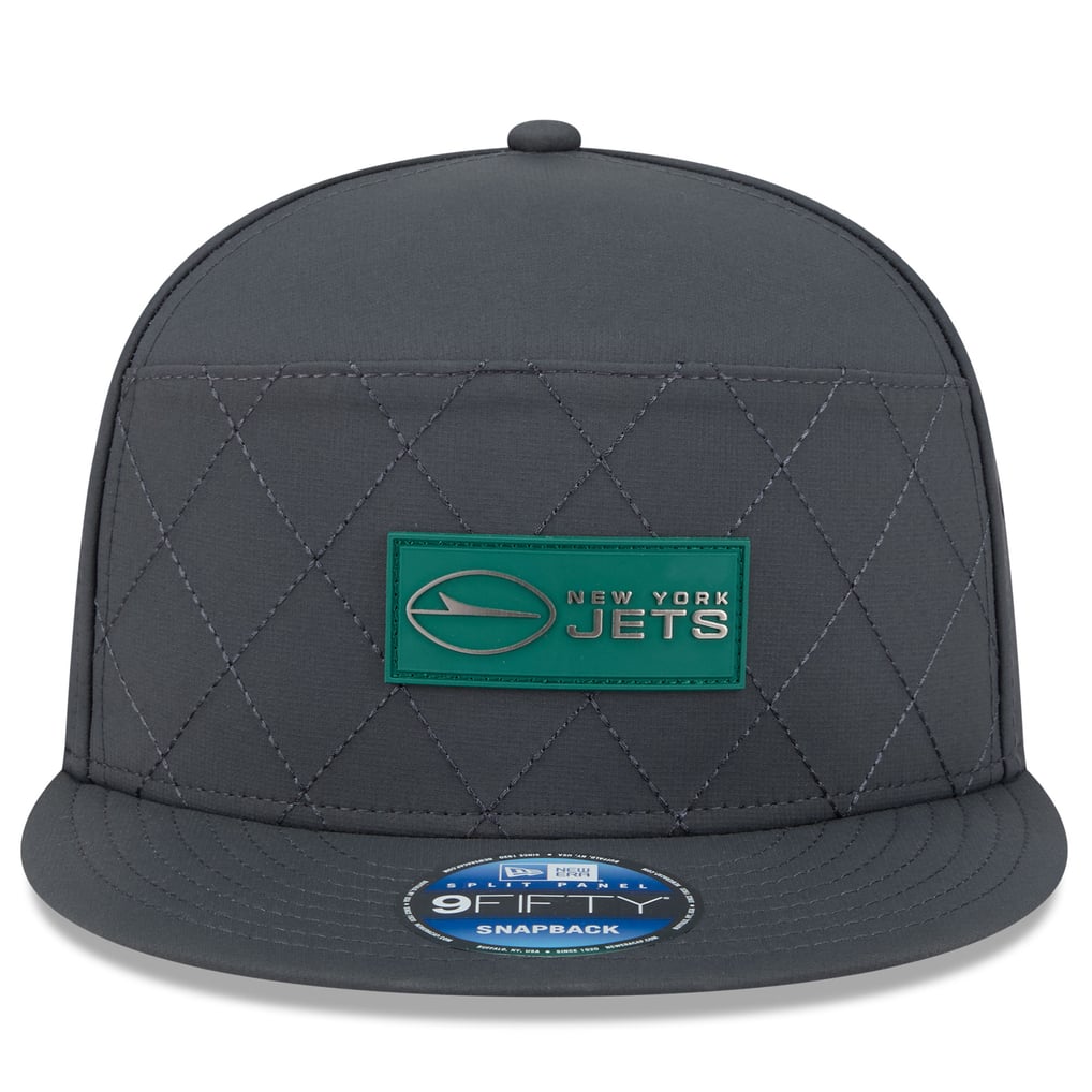 New York Jets New Era 2025 Sideline Cold Weather Split Panel 9FIFTY Snapback Hat - Charcoal