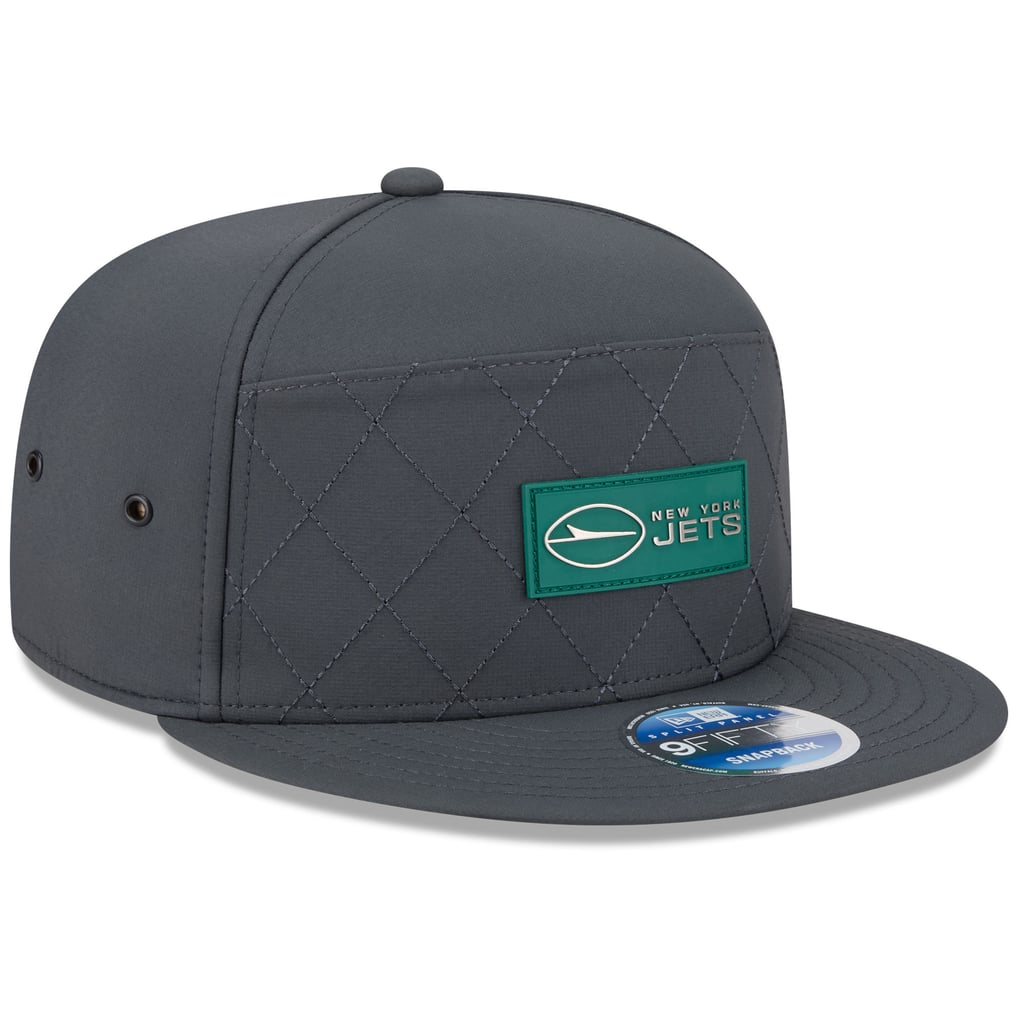New York Jets New Era 2025 Sideline Cold Weather Split Panel 9FIFTY Snapback Hat - Charcoal