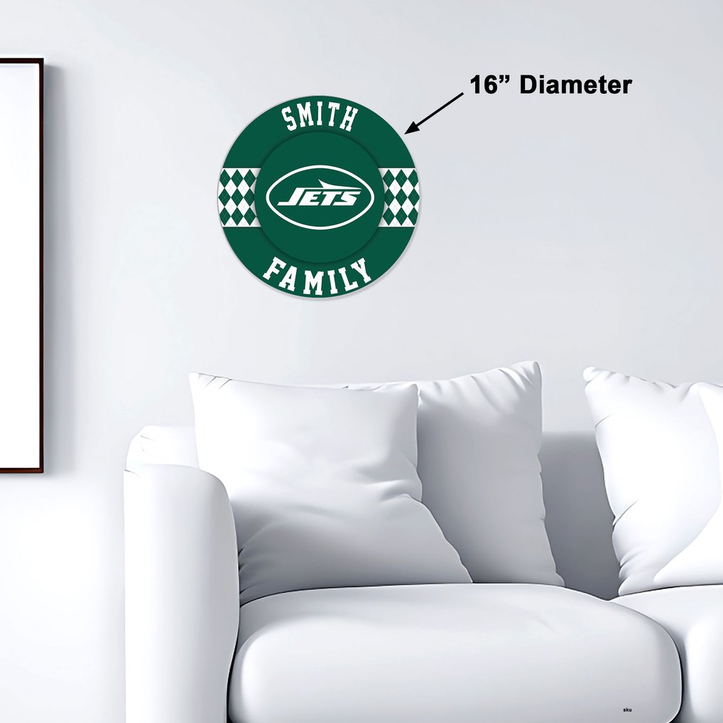 New York Jets 16" Personalized Circle Wall Art