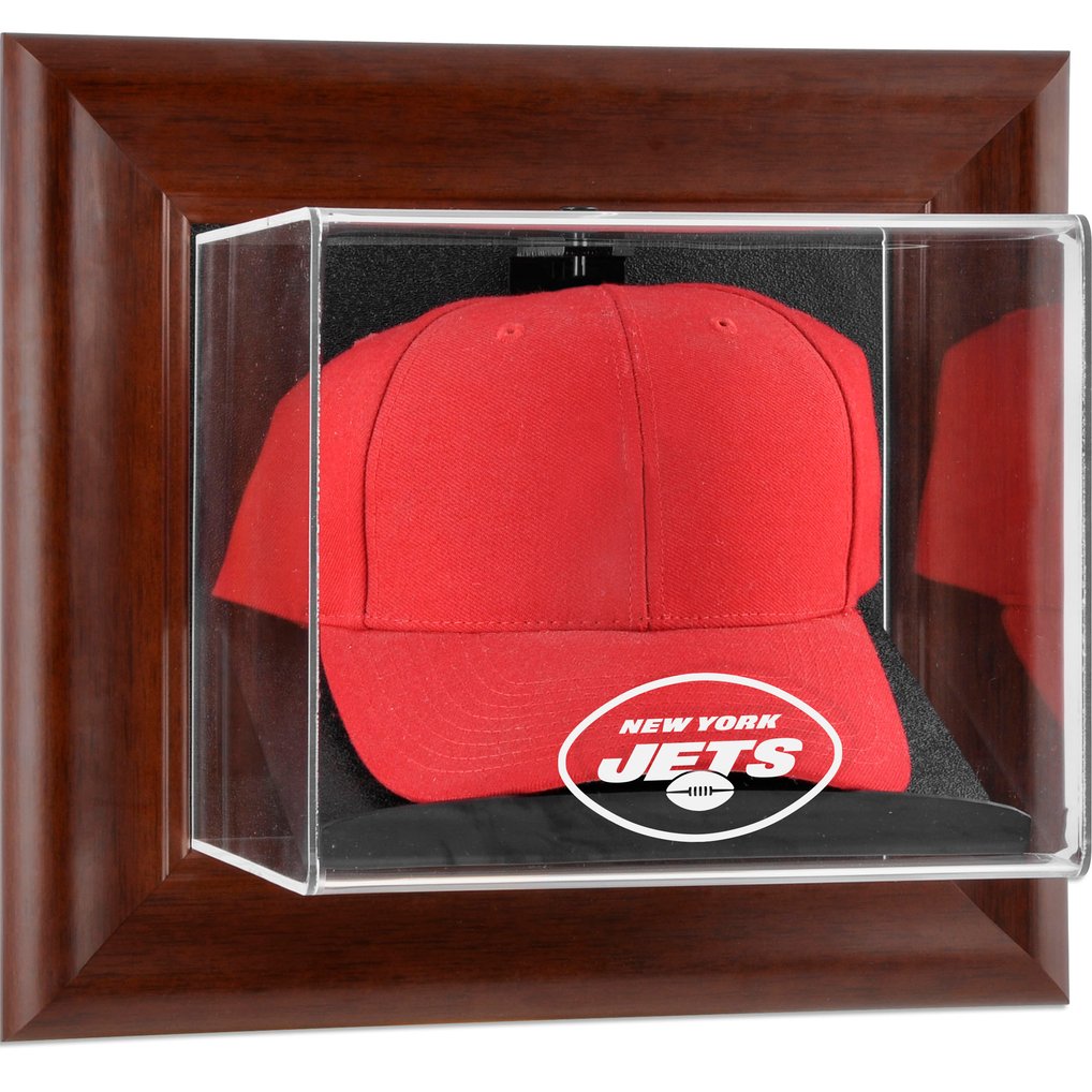 New York Jets Fanatics Authentic Brown Framed Wall-Mountable Baseball Cap Case