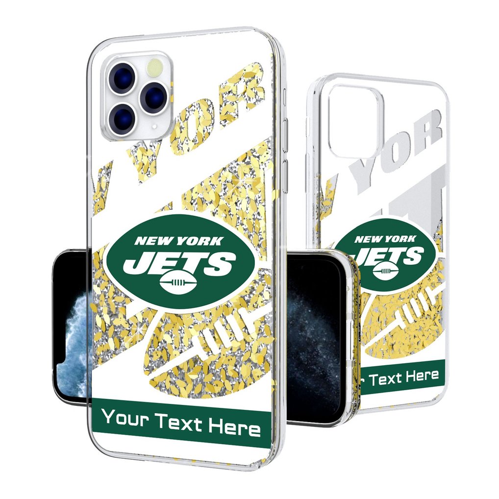 New York Jets Personalized Tilt Design iPhone Glitter Phone Case
