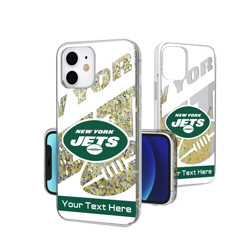 New York Jets Personalized Tilt Design iPhone Glitter Phone Case