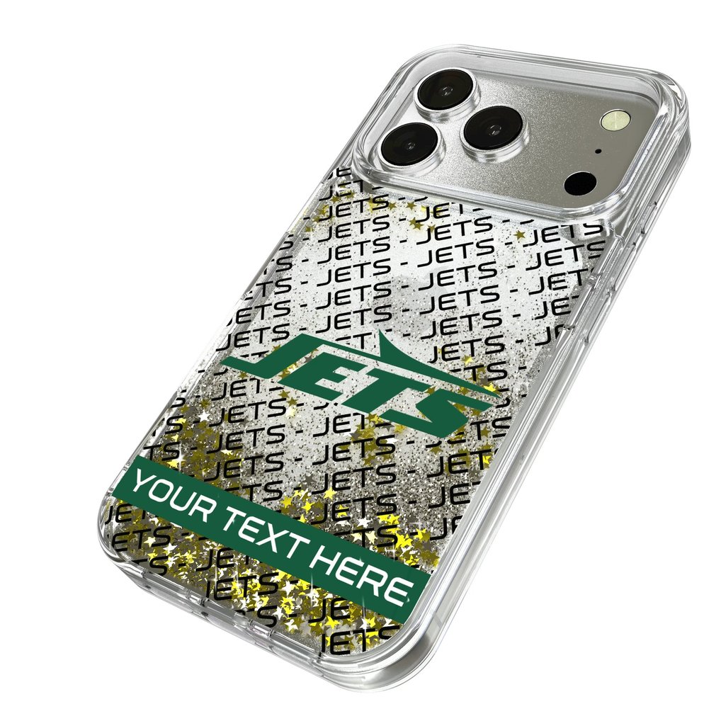 New York Jets Personalized Tilt Design iPhone Glitter Phone Case