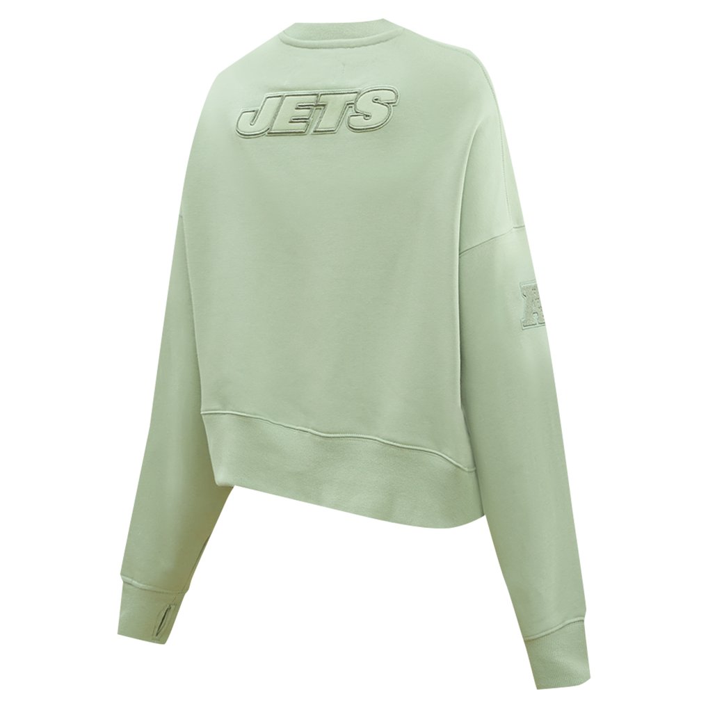  New York Jets Pro Standard Women's Oversized Cropped Neutral Pullover Sweatshirt - Light Green