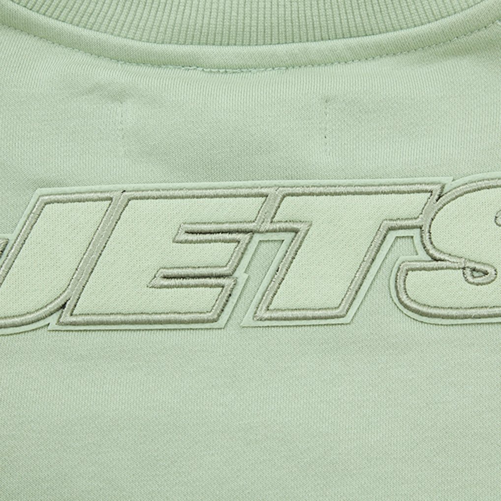  New York Jets Pro Standard Women's Oversized Cropped Neutral Pullover Sweatshirt - Light Green