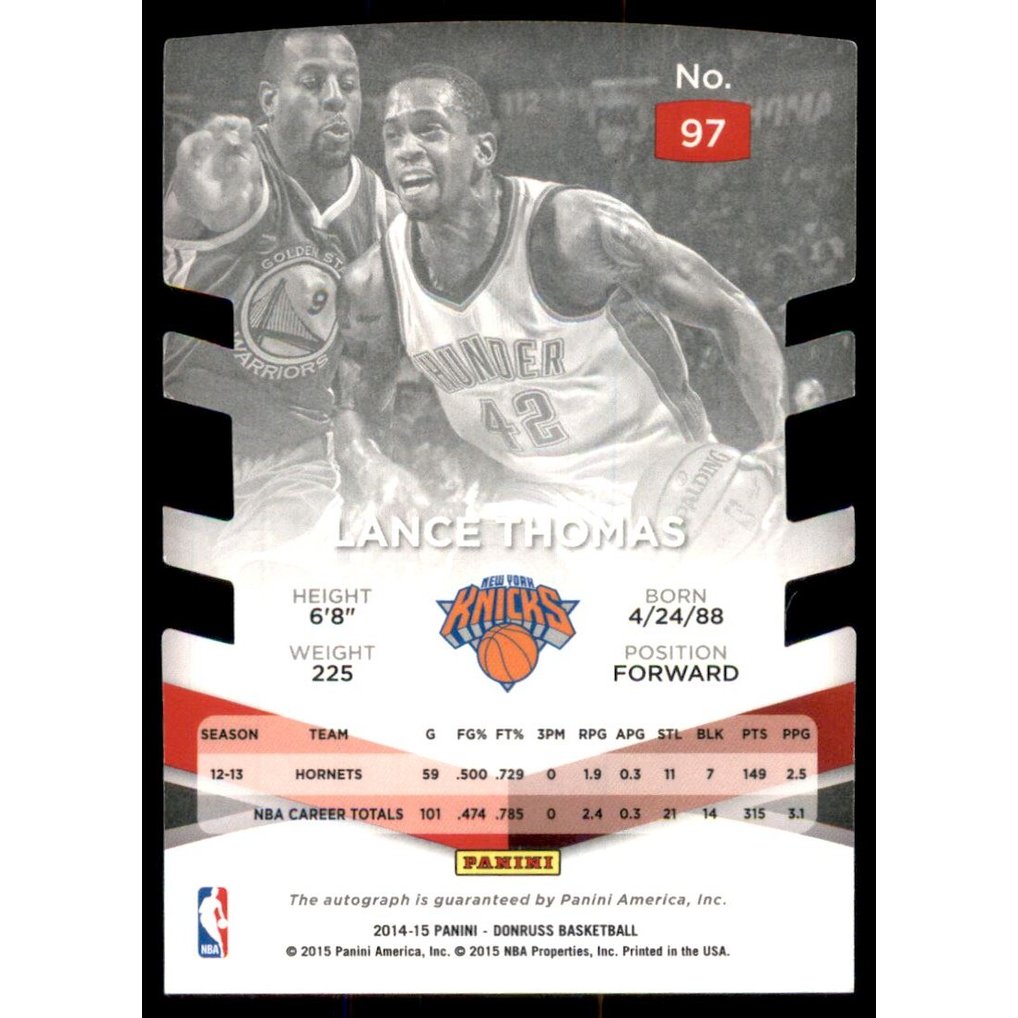 2014-15 Elite Status Signatures Red #97 Lance Thomas