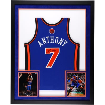 Carmelo Anthony New York Knicks Autographed Fanatics Authentic Deluxe Framed Blue Mitchell & Ness 2010-2011 Swingman Jersey