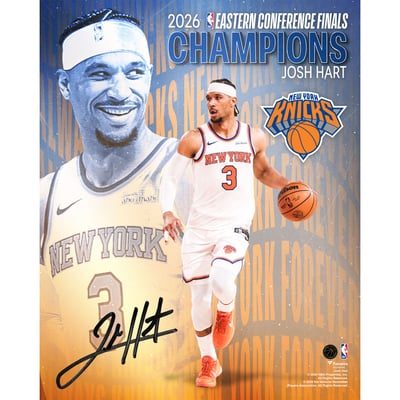 Josh Hart New York Knicks Autographed Fanatics Authentic 16" x 20" 2026 NBA Eastern Conference Champions Collage Photograph 