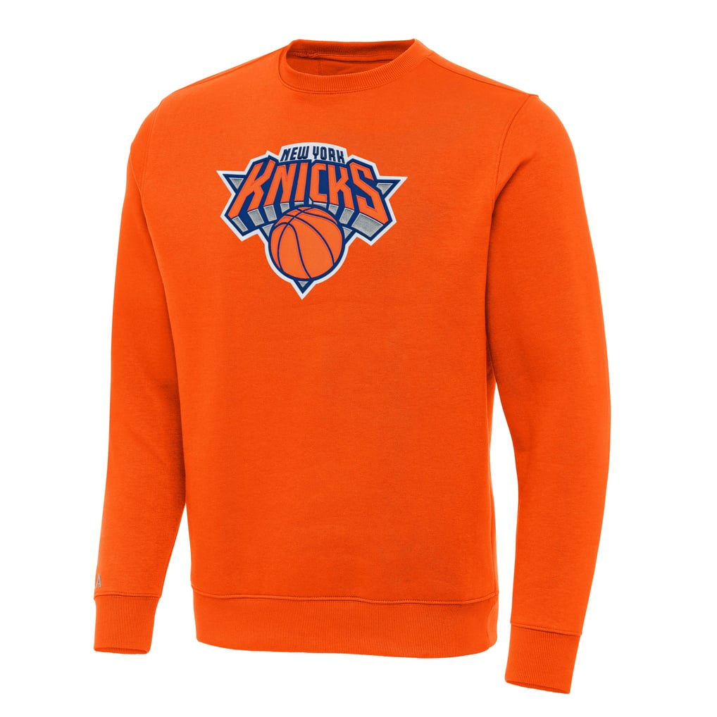 New York Knicks Antigua Victory Crewneck Pullover Sweatshirt - Orange
