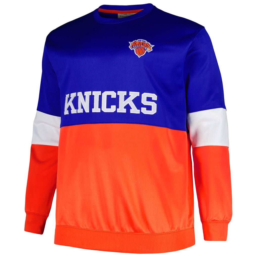 New York Knicks Fanatics Big & Tall Split Pullover Sweatshirt - Blue/Orange