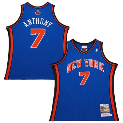 Carmelo Anthony New York Knicks Mitchell & Ness 2010/11 Hardwood Classics Authentic Jersey - Blue