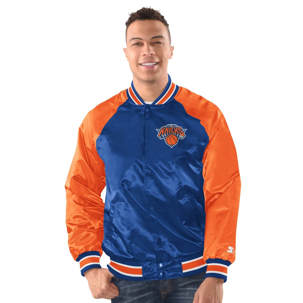  New York Knicks Starter Inductee Raglan Full-Snap Varsity Jacket - Blue/Orange