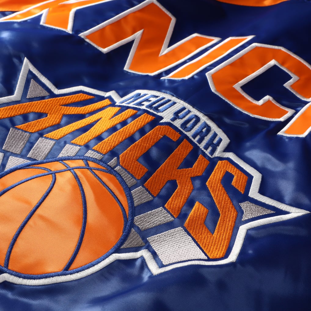  New York Knicks Starter Inductee Raglan Full-Snap Varsity Jacket - Blue/Orange