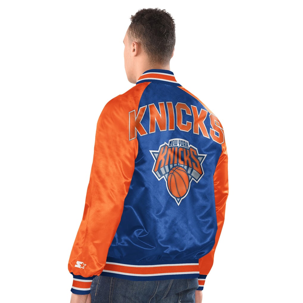  New York Knicks Starter Inductee Raglan Full-Snap Varsity Jacket - Blue/Orange