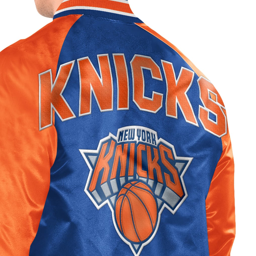  New York Knicks Starter Inductee Raglan Full-Snap Varsity Jacket - Blue/Orange