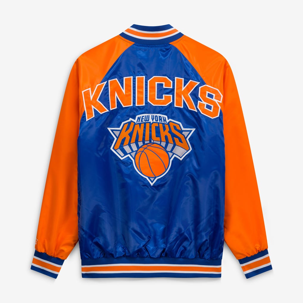  New York Knicks Starter Inductee Raglan Full-Snap Varsity Jacket - Blue/Orange