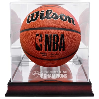 New York Knicks Fanatics Authentic 2026 Eastern Conference Finals Champions Mahogany Basketball Display Case