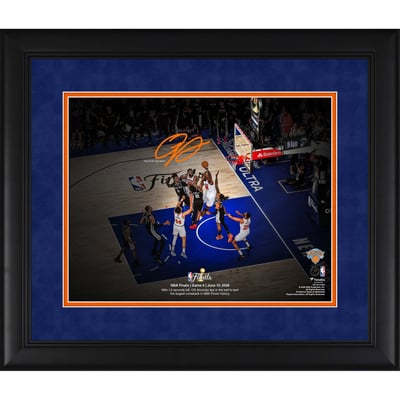 OG Anunoby New York Knicks Facsimile Signature Fanatics Authentic Framed 11" x 14" 2026 NBA Finals Game 4 Largest Comeback in Finals History Tip-In Photograph