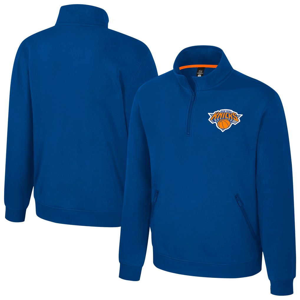 New York Knicks Stadium Essentials Unisex Varsity Trainer Quarter-Zip Pullover - Blue
