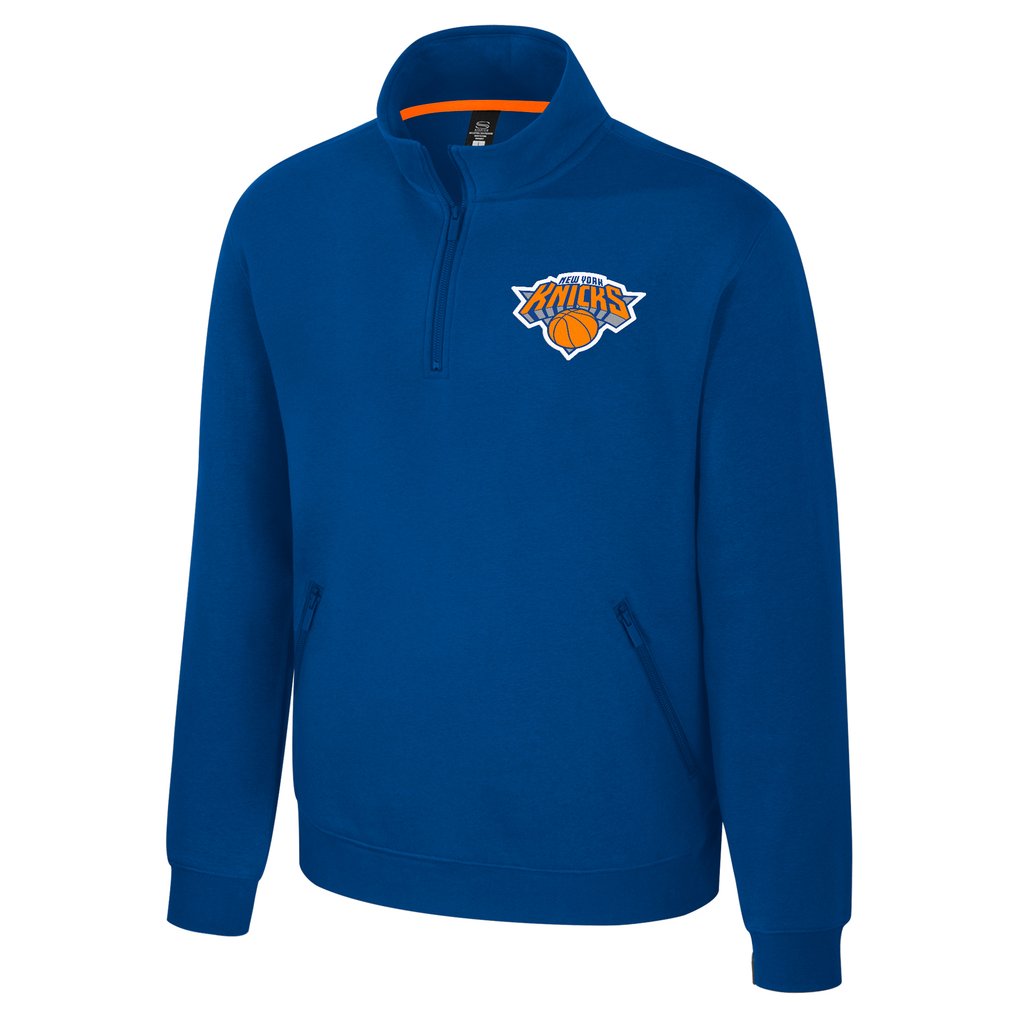 New York Knicks Stadium Essentials Unisex Varsity Trainer Quarter-Zip Pullover - Blue